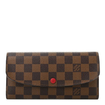 Louis Vuitton Damier Ebene Emilie Wallet Red 1 of 10