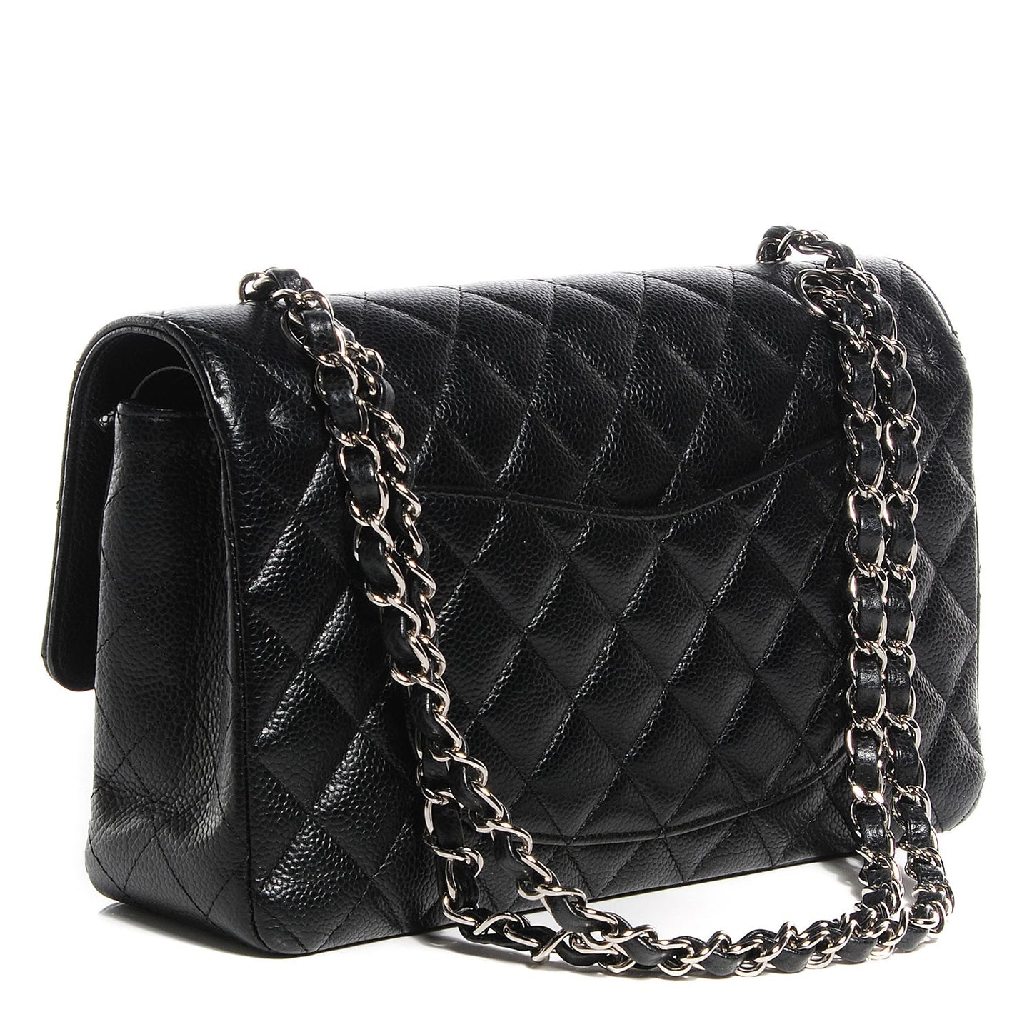 Caviar Quilted Medium Double Flap Black