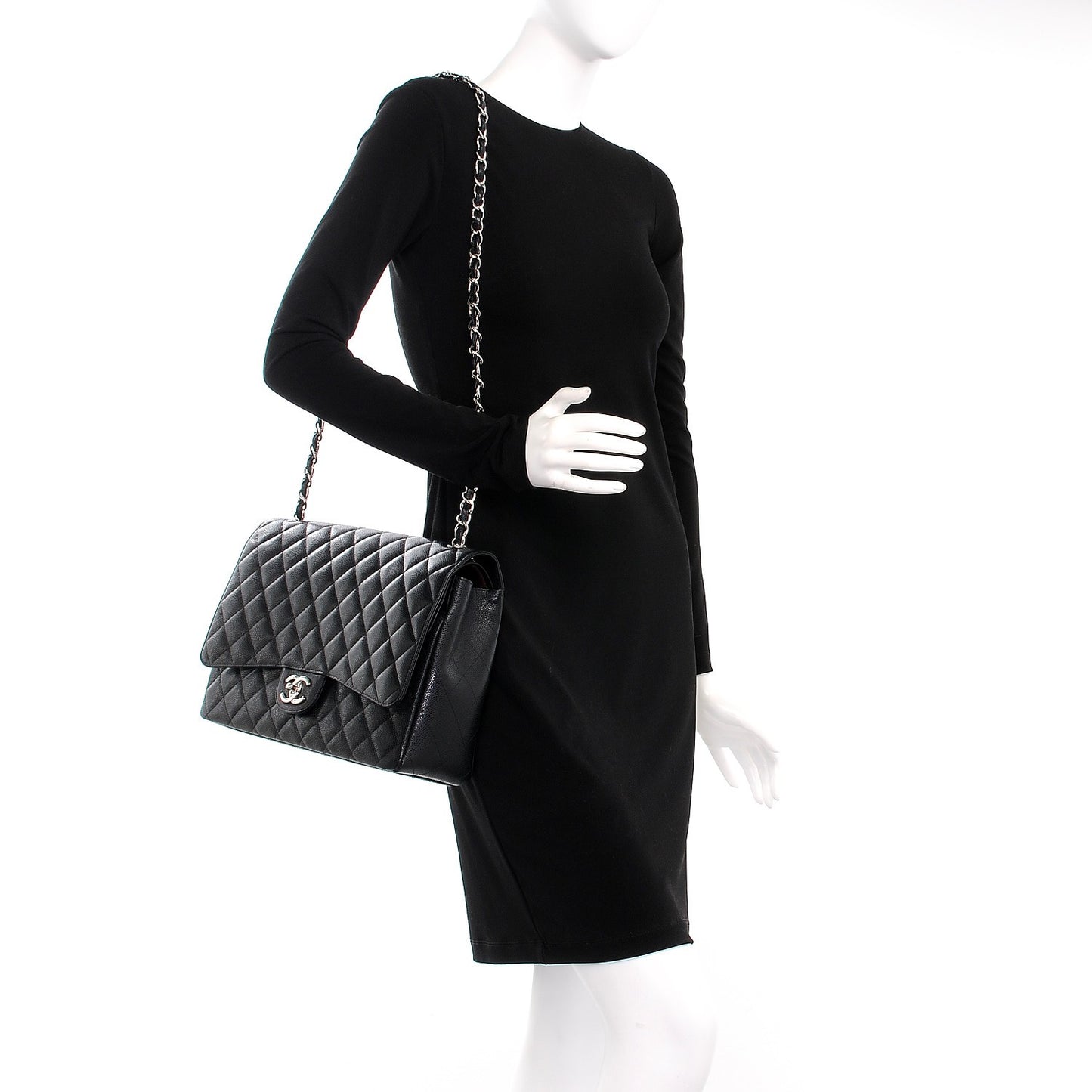 Caviar Quilted Maxi Double Flap Black
