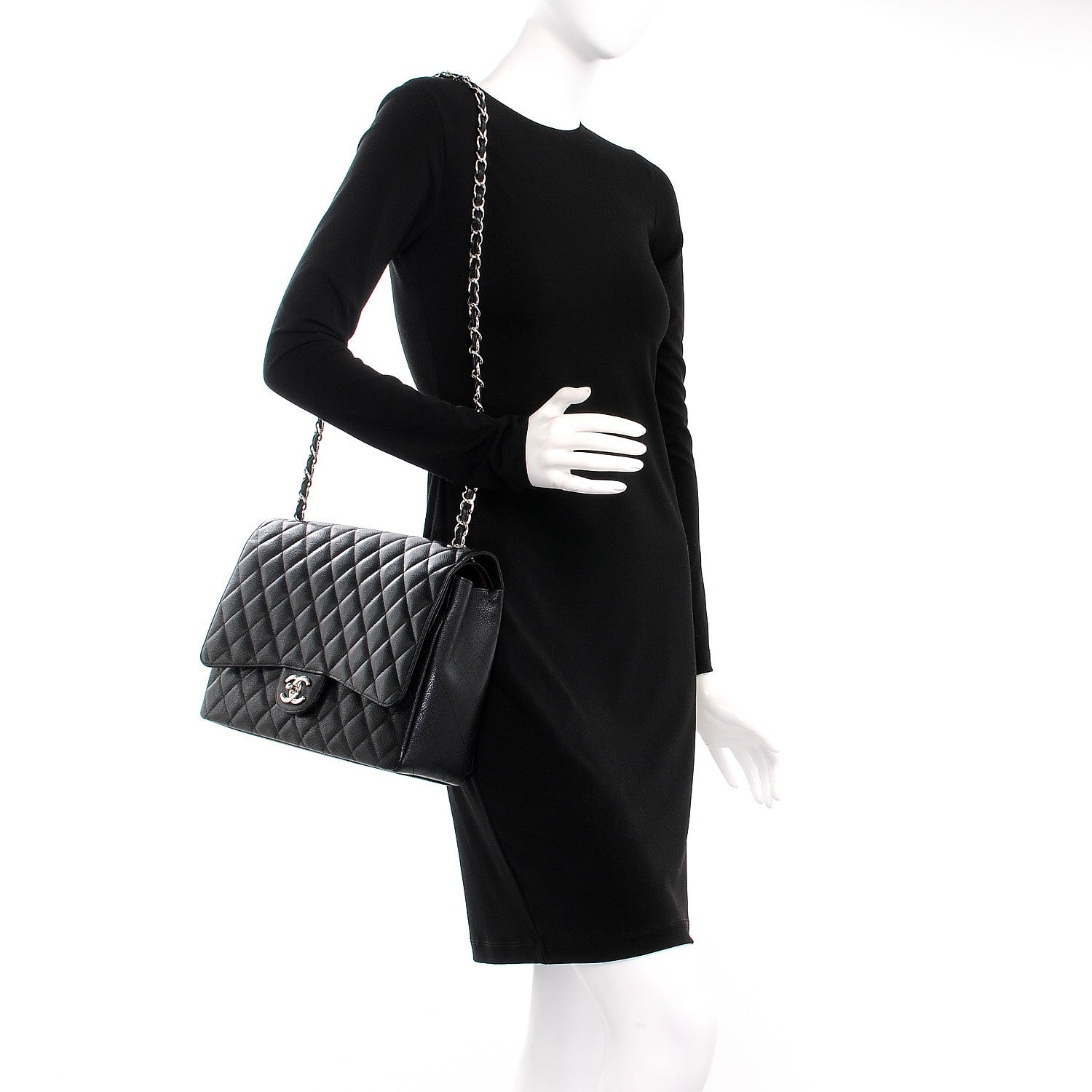 Chanel Caviar Quilted Maxi Double Flap Black 2 of 9