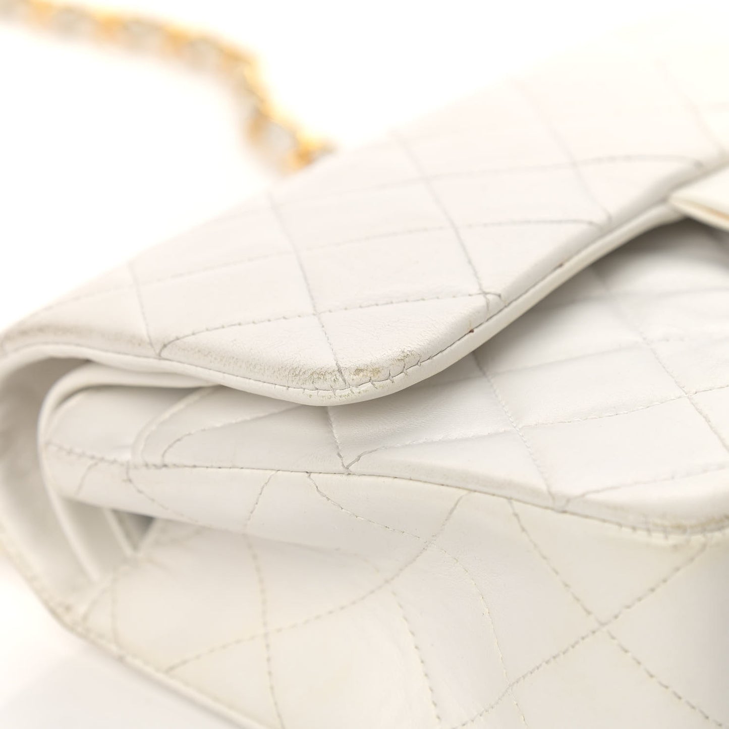 Lambskin Quilted Small Double Flap White