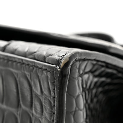 Balenciaga Shiny Calfskin Monochrome Crocodile Embossed Small Hourglass Top Handle Bag Black 14 of 16