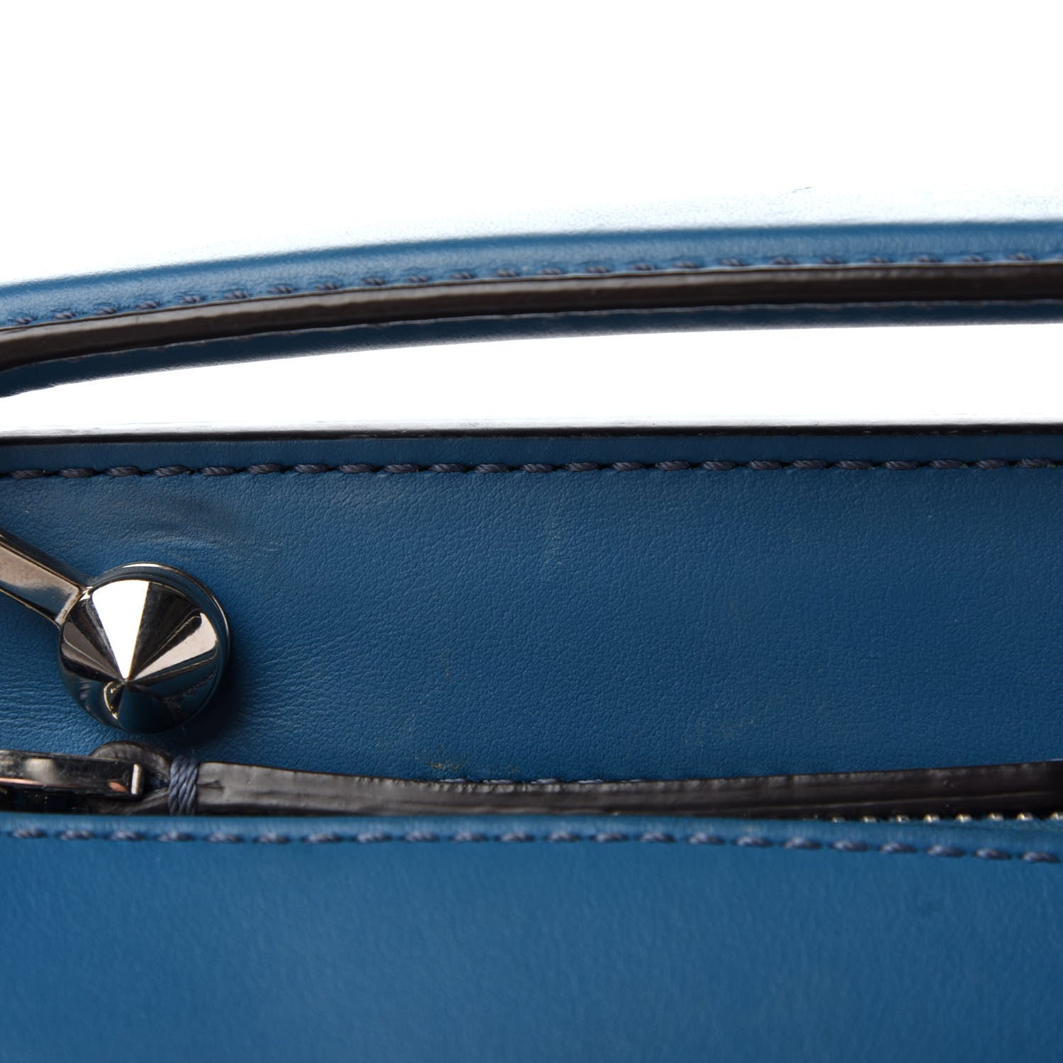 Fendi Vitello Baltico Dolce DotCom Satchel Blue 11 of 16