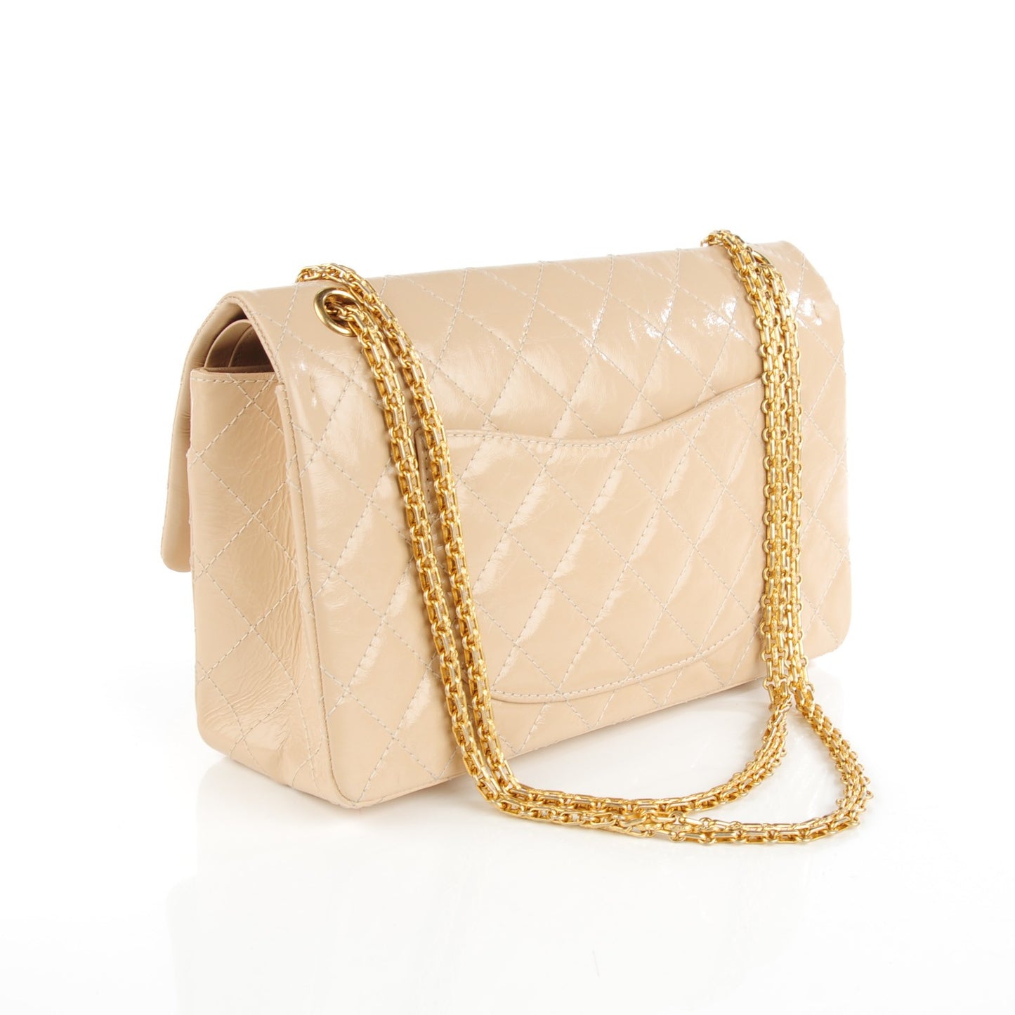 Distressed Patent Quilted 2.55 Reissue 226 Flap Beige