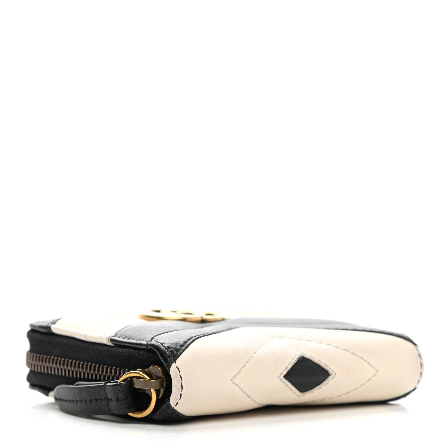 Gucci Calfskin Matelasse Small Marmont 2.0 Zip Black White 4 of 10