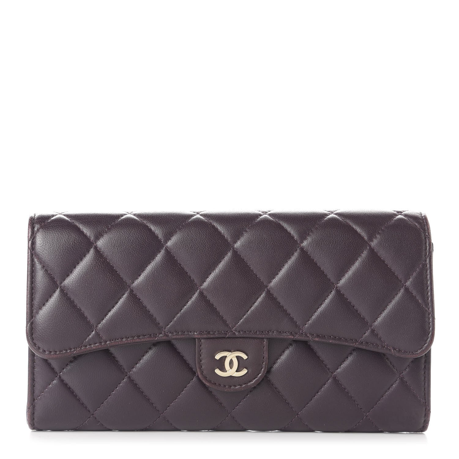 Chanel Lambskin Quilted Large Gusset Flap Wallet Purple 1 of 10