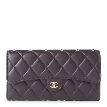 Chanel Lambskin Quilted Large Gusset Flap Wallet Purple 1 of 10