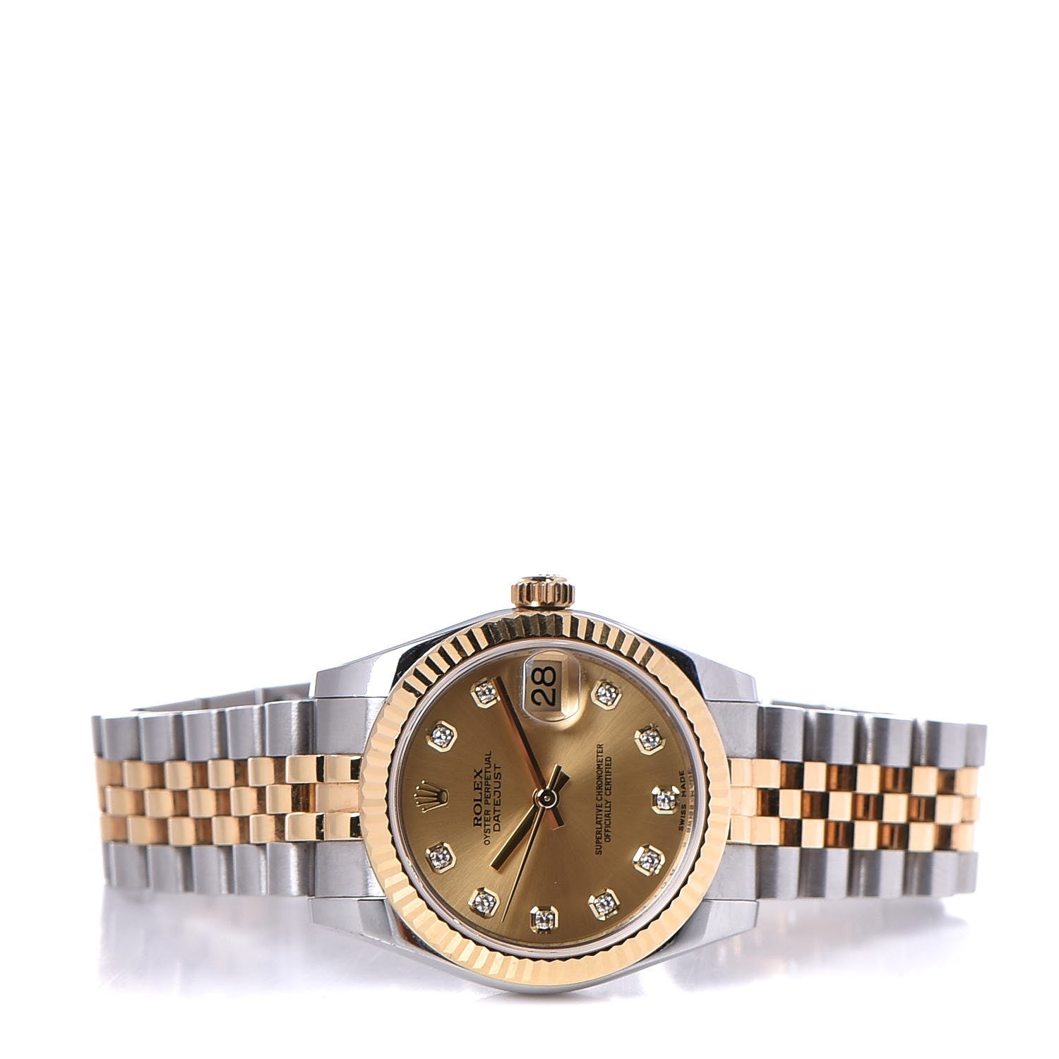 Rolex Stainless Steel 18K Yellow Gold Diamond 31mm Oyster Perpetual Datejust Watch Champagne 178273 3 of 8