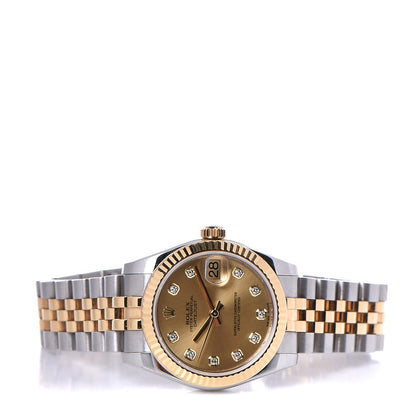 Rolex Stainless Steel 18K Yellow Gold Diamond 31mm Oyster Perpetual Datejust Watch Champagne 178273 3 of 8