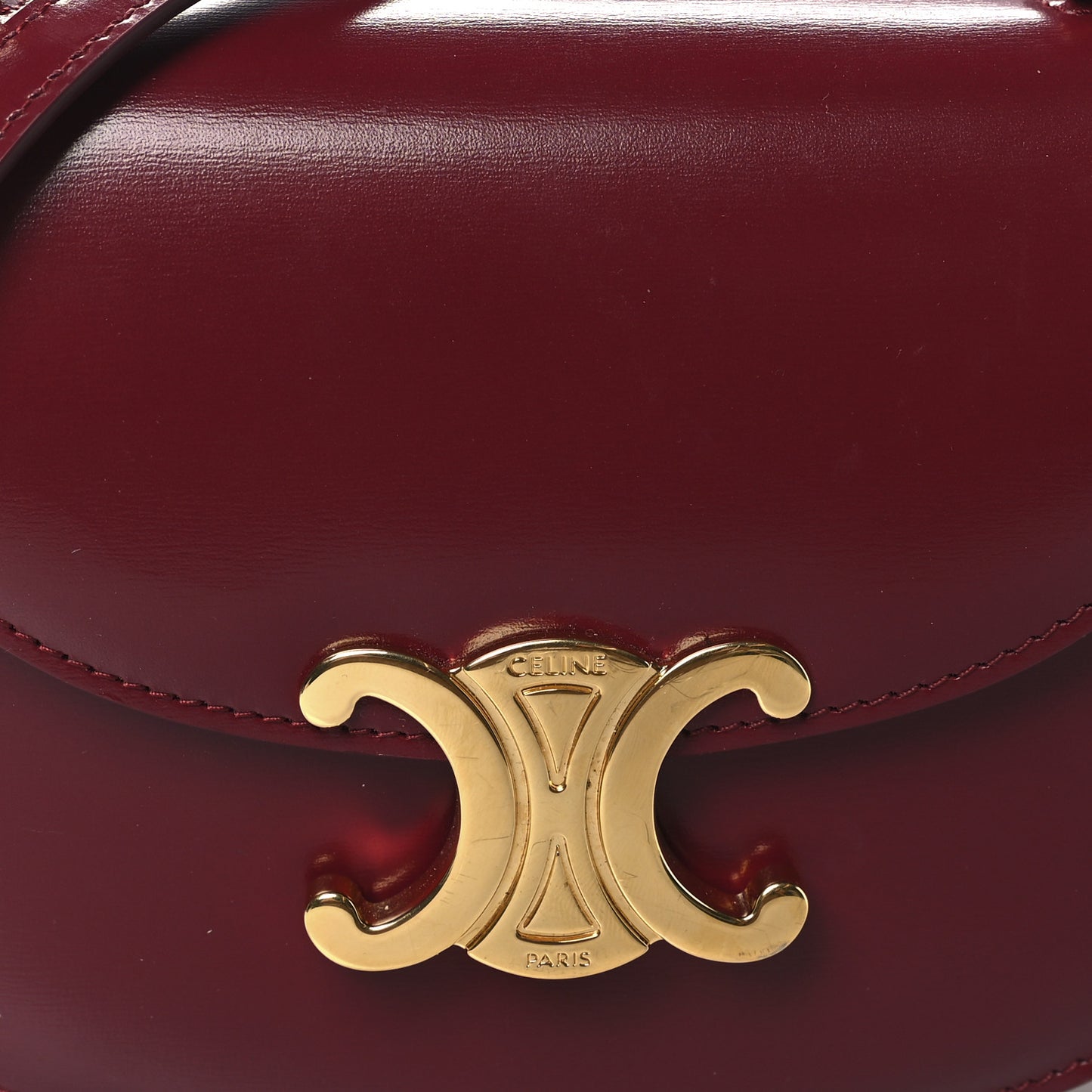 Shiny Calfskin Triomphe Mini Besace Clea Carmin