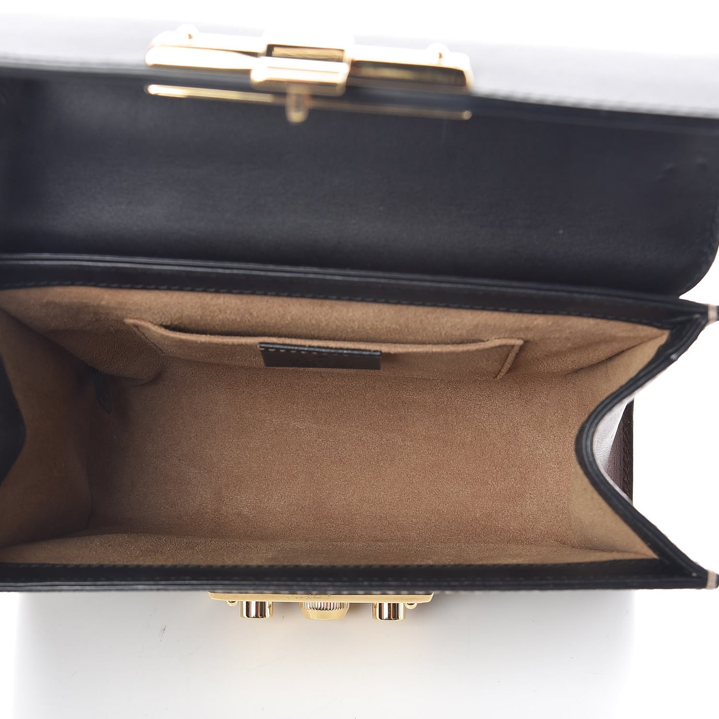 GG Supreme Monogram Calfskin Small Padlock Shoulder Bag Beige Black Cuir