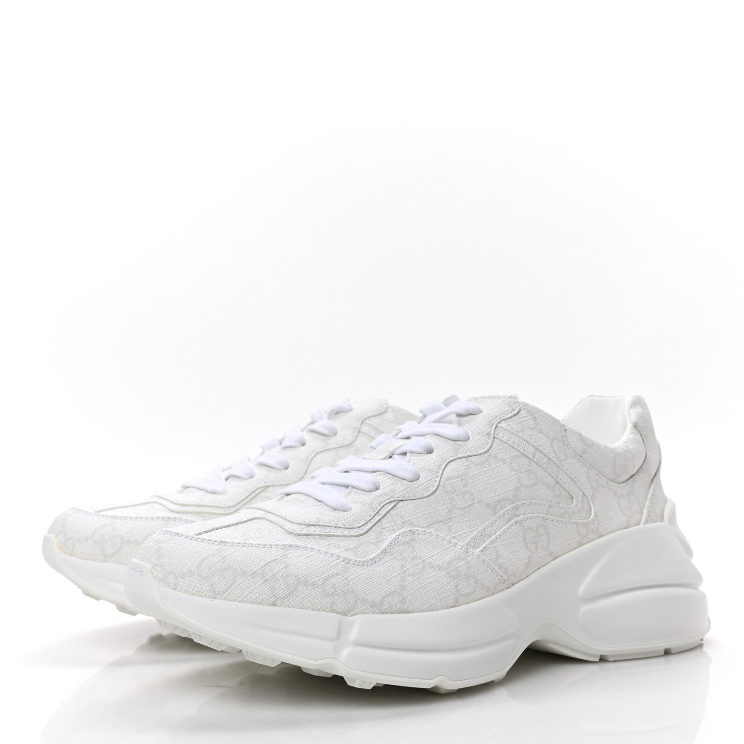 Gucci GG Supreme Monogram Womens Rhyton Sneakers 37 White 3 of 8