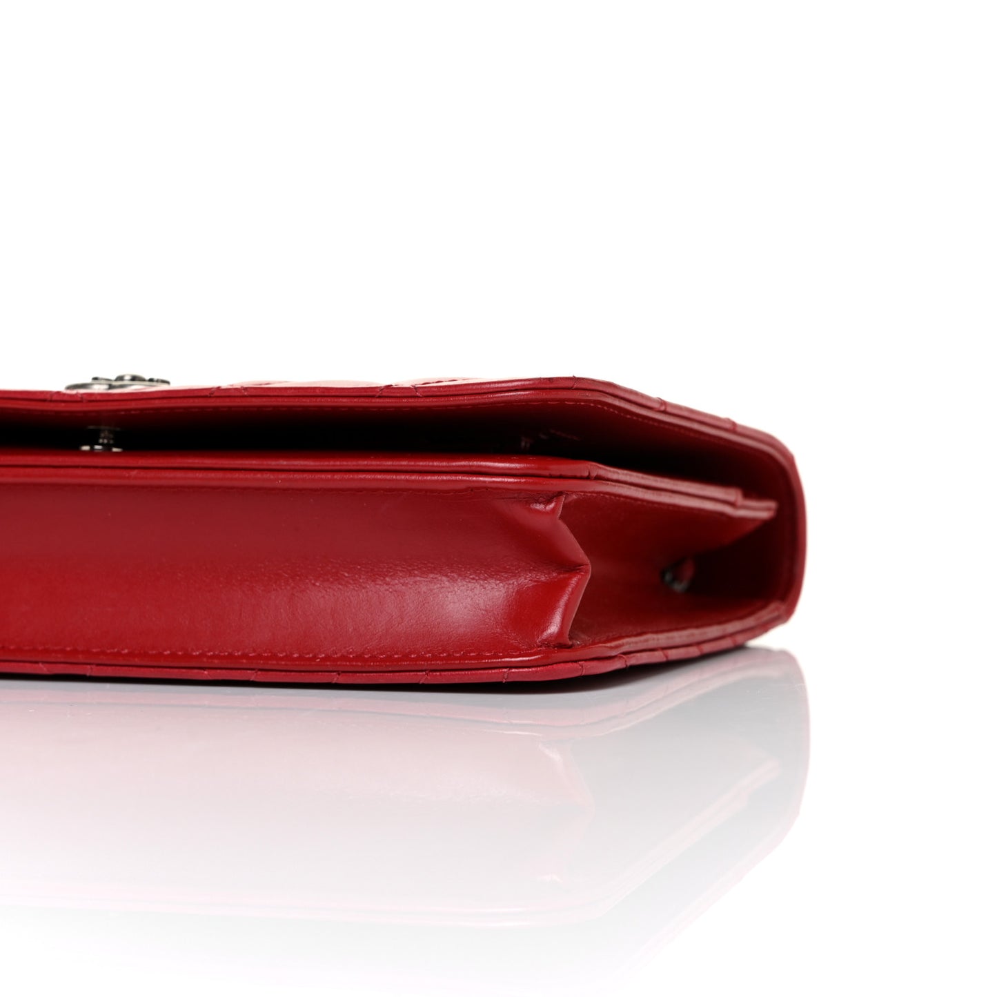 Lambskin Quilted Coco Boy Wallet On Chain WOC Red