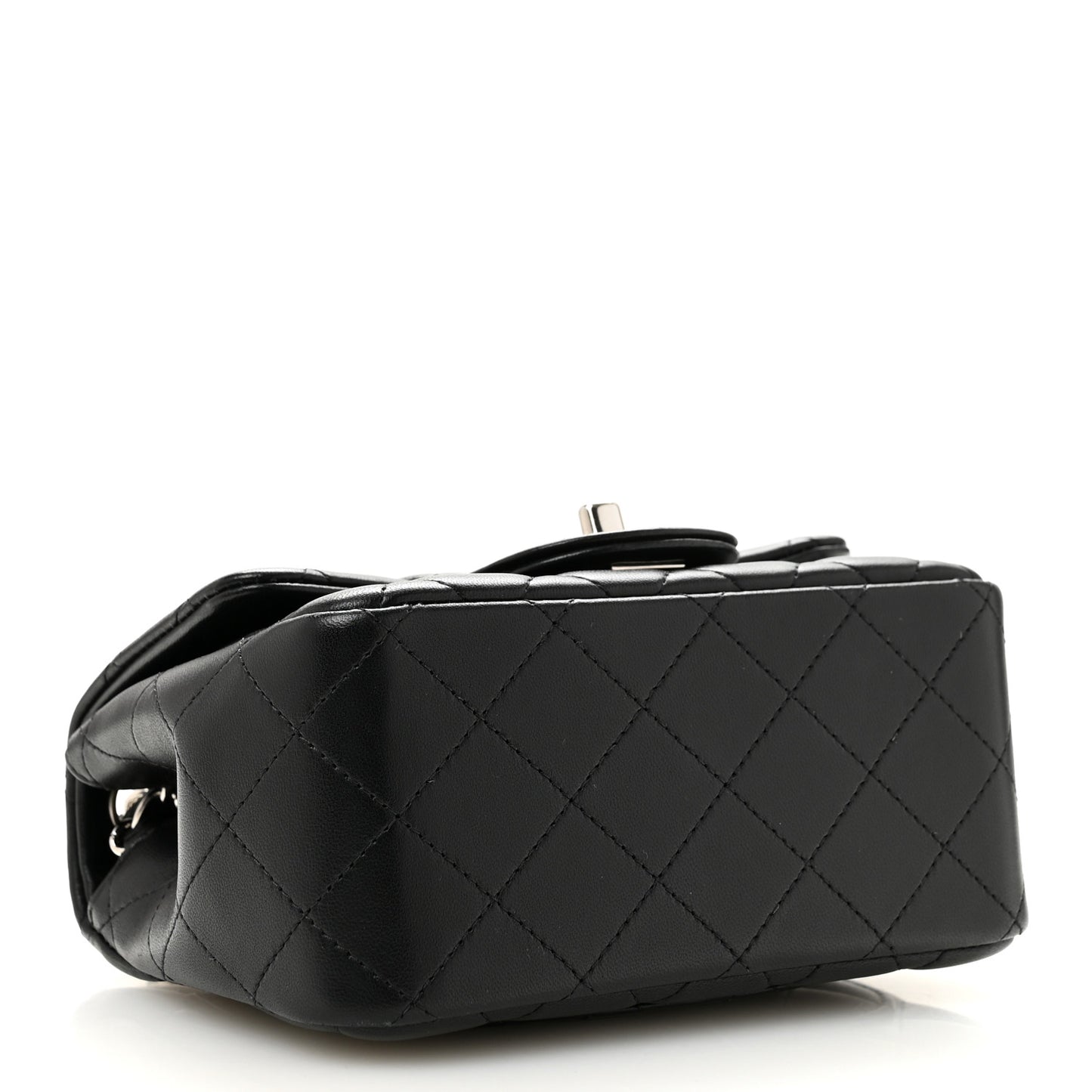 Lambskin Quilted Mini Square Flap Black