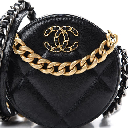 Chanel Lambskin Quilted 19 Round Clutch With Chain Black 7 of 10