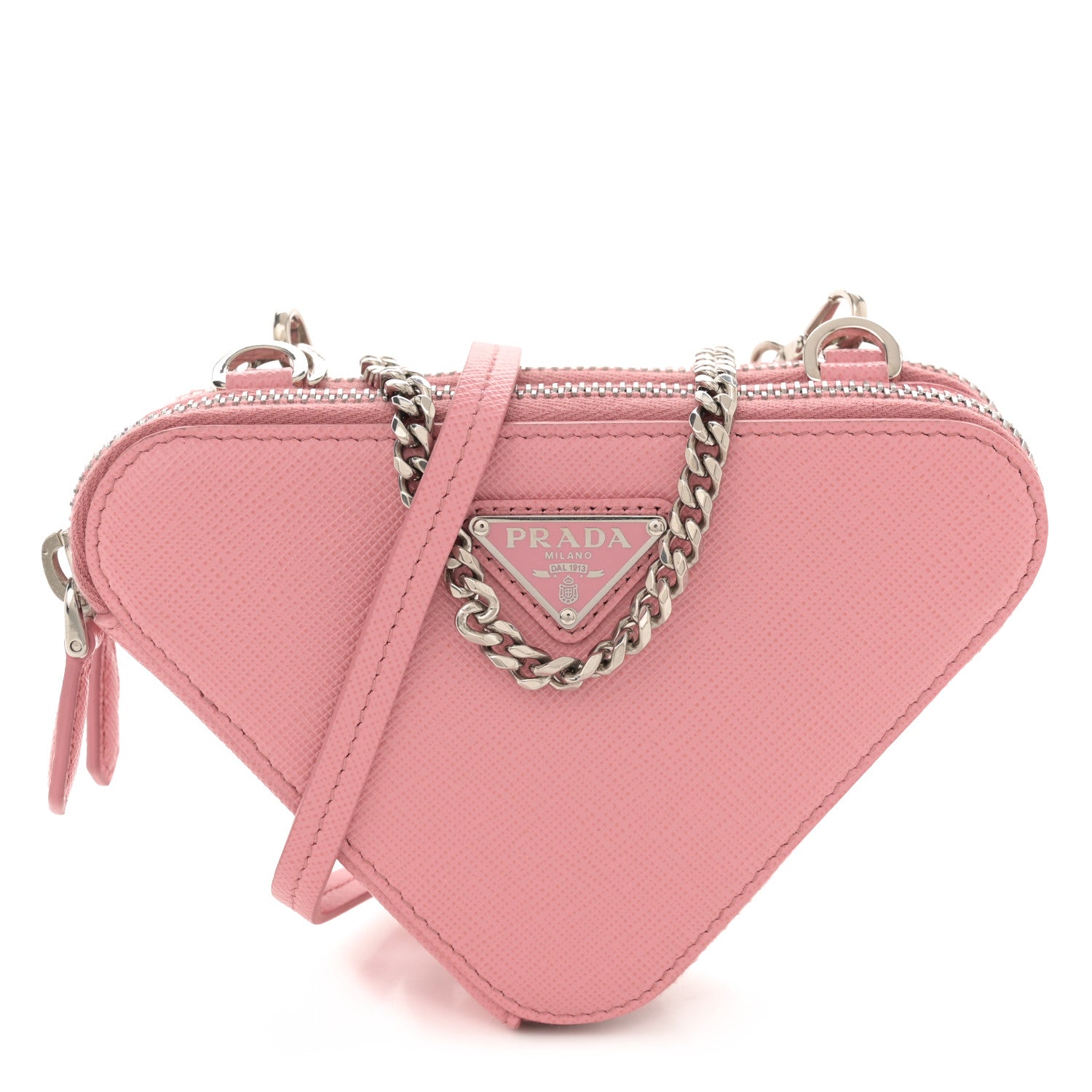Prada Saffiano Mini Triangle Crossbody Pouch Petalo 1 of 12