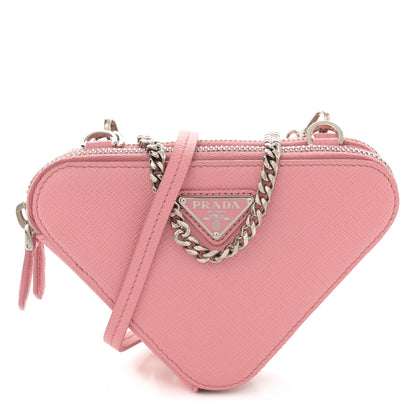 Prada Saffiano Mini Triangle Crossbody Pouch Petalo 1 of 12