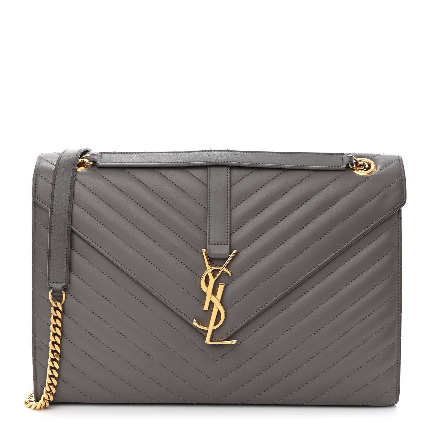 Saint Laurent Smooth Calfskin Matelasse Large Monogram Satchel Fog 1 of 20