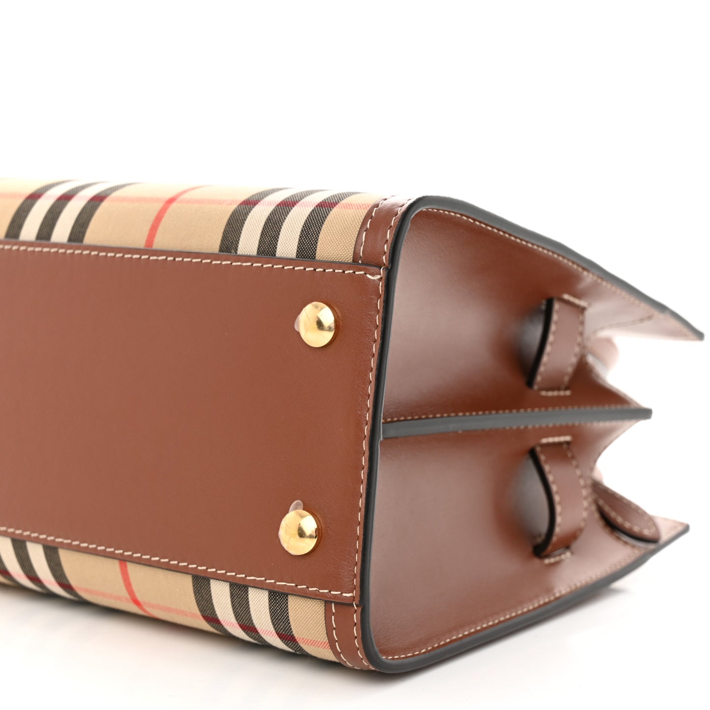 Calfskin Vintage Check Mini Two Handle Title Bag Archive Beige