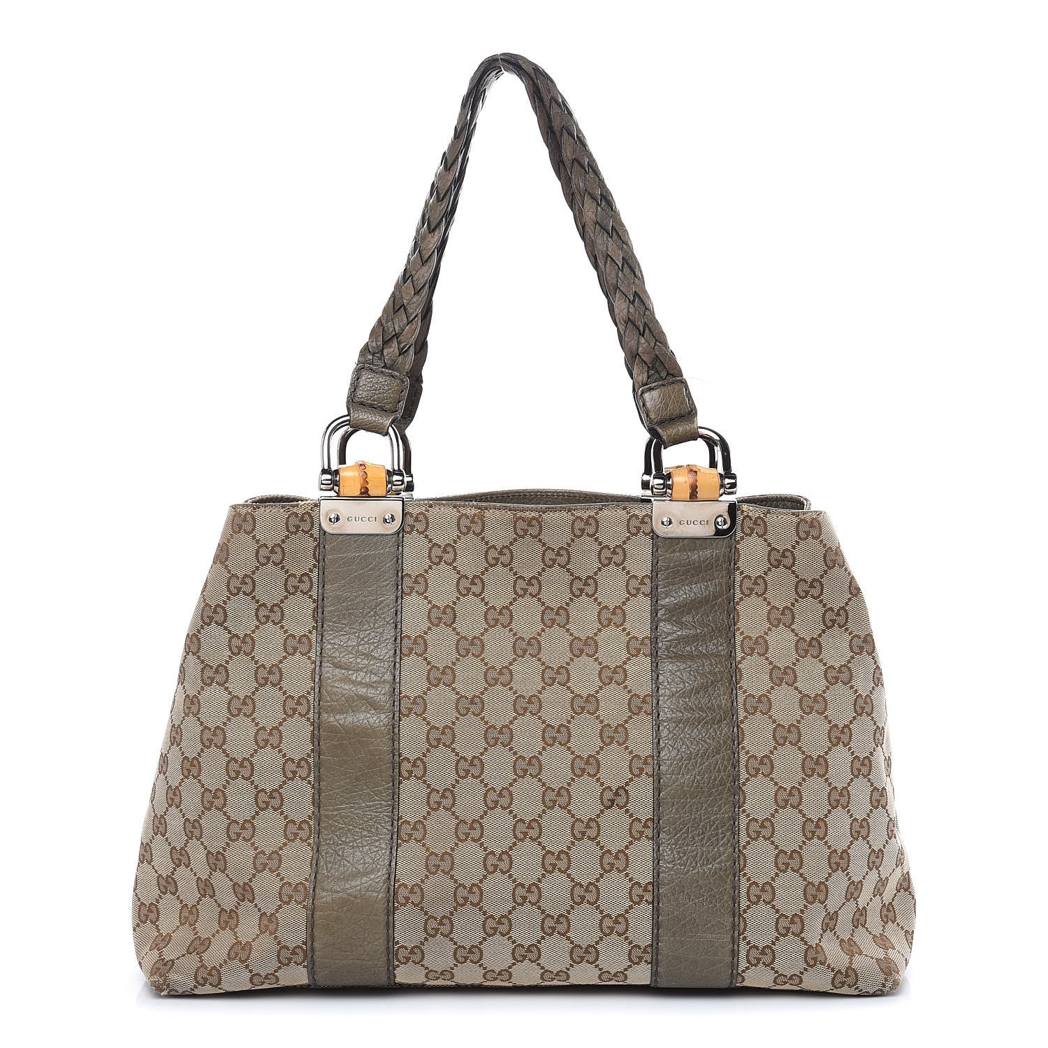 Gucci Monogram Medium Bamboo Bar Tote Olive 1 of 16