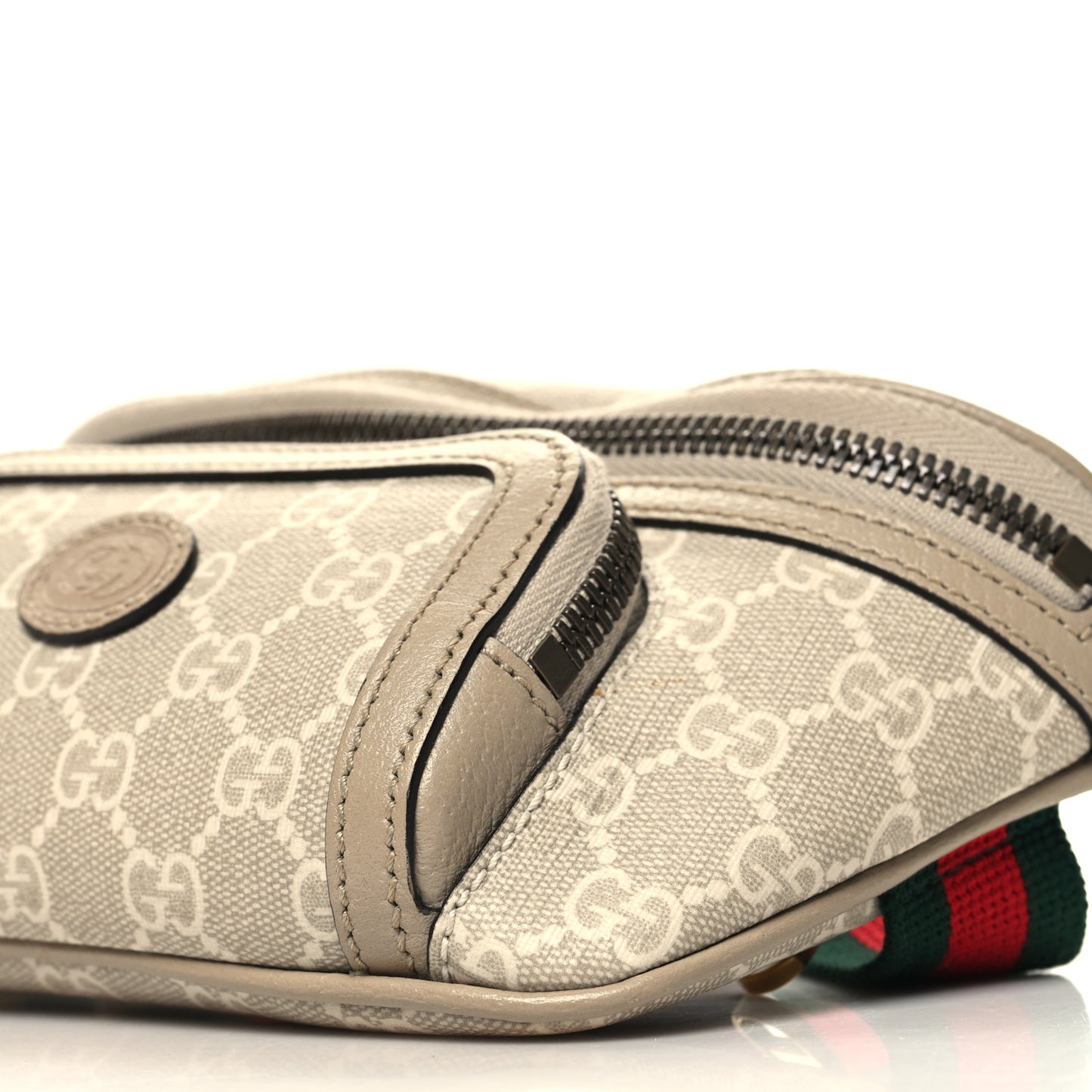GG Supreme Monogram Textured Calfskin Web Retro Interlocking G Belt Bag Beige Mystic White Oatmeal