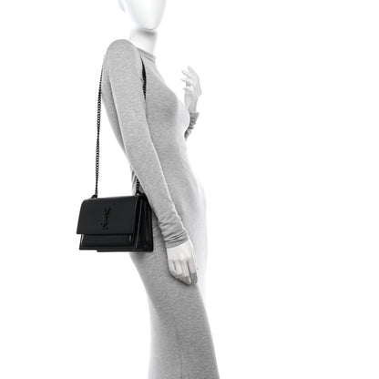 Saint Laurent Calfskin Medium Monogram Monochrome Sunset Black 2 of 9