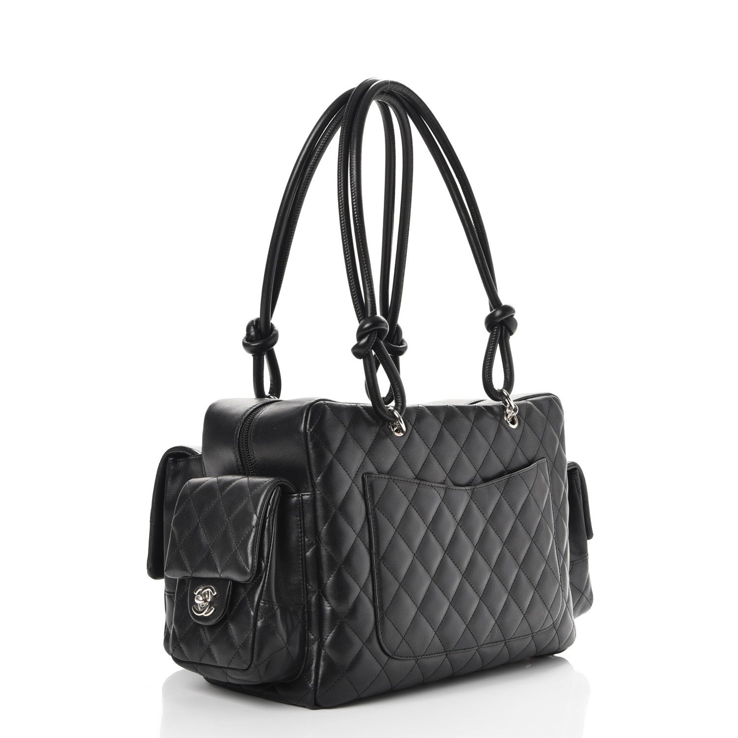 Chanel Calfskin Quilted Large Cambon Multipocket Reporter Black White 3 of 8