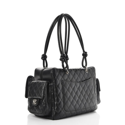 Chanel Calfskin Quilted Large Cambon Multipocket Reporter Black White 3 of 8
