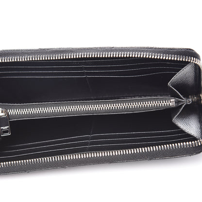 Saint Laurent Grain De Poudre Matelasse Chevron Monogram Zip Around Wallet Black 5 of 7