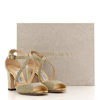 Jimmy Choo Glitter Carrie 85 Sandals 35 Gold 8 of 8