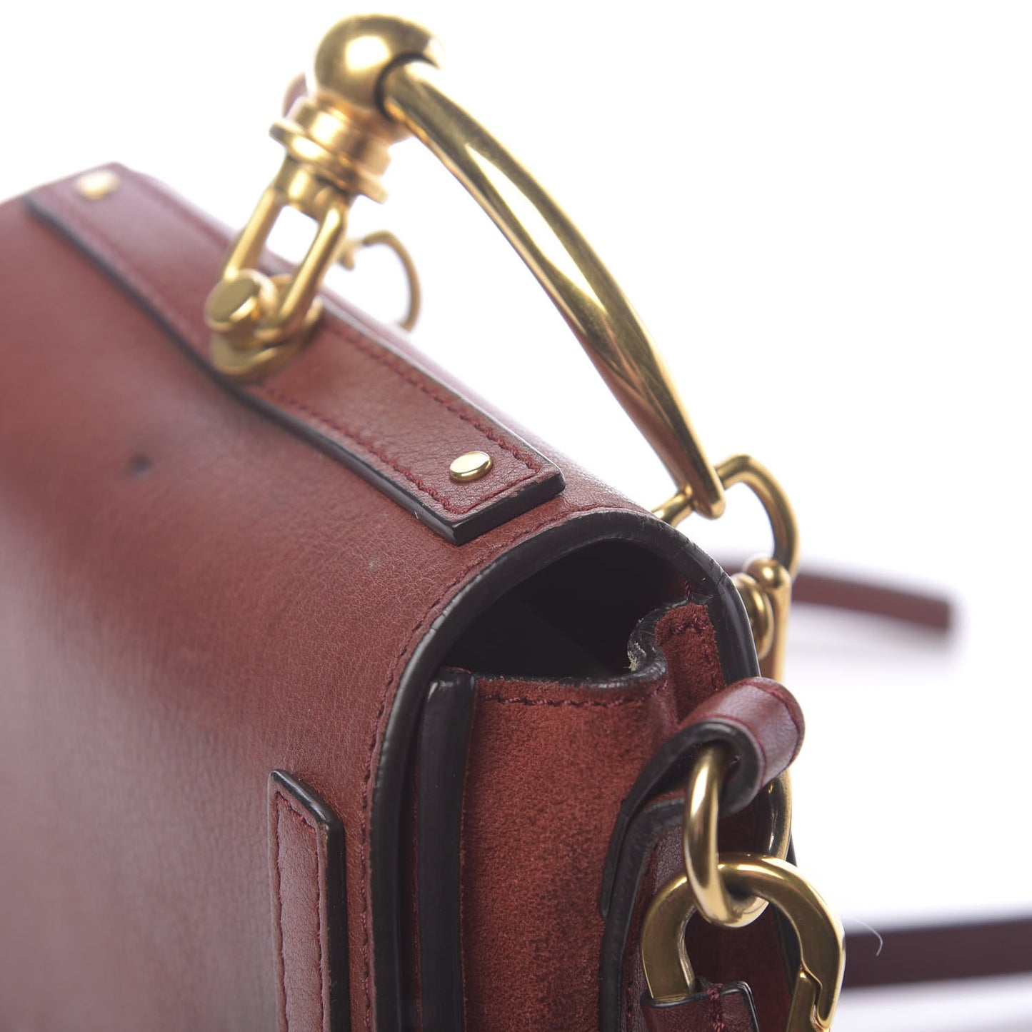 Calfskin Small Nile Bracelet Bag Sienna Red