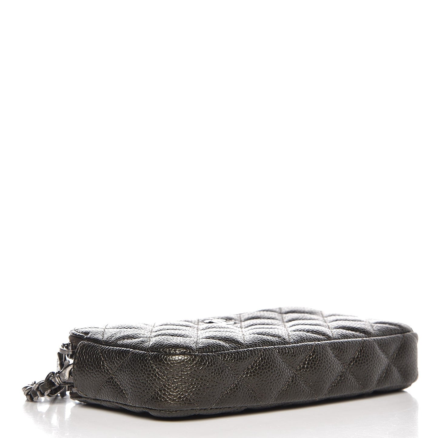 Caviar Quilted Small Clutch With Chain Dark Charcoal