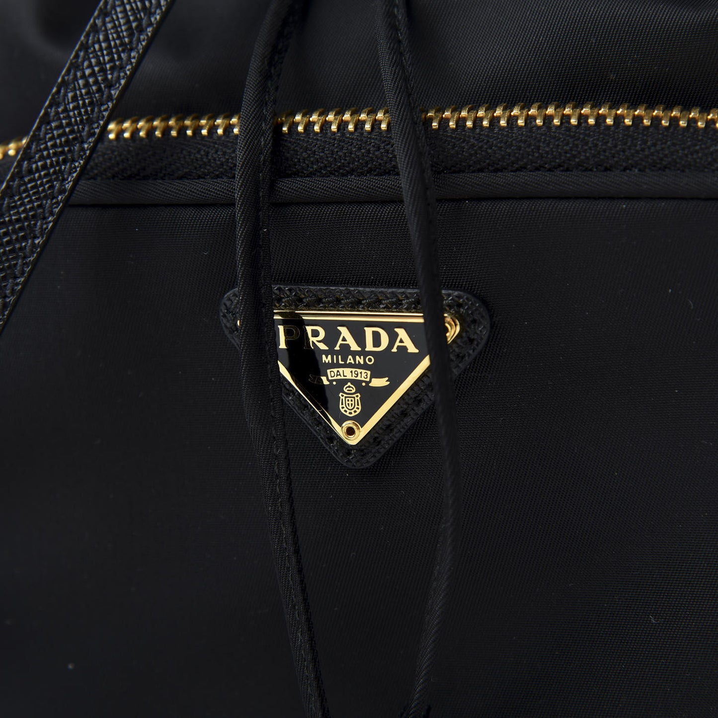 Saffiano Tessuto Nylon Mini Bucket Crossbody Bag Black