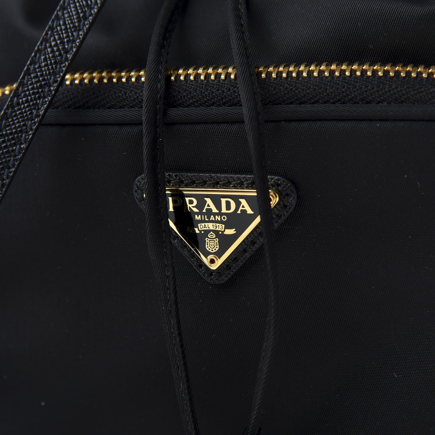 Prada Saffiano Tessuto Nylon Mini Bucket Crossbody Bag Black 9 of 9