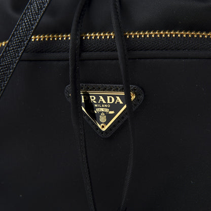 Prada Saffiano Tessuto Nylon Mini Bucket Crossbody Bag Black 9 of 9