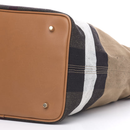 Burberry Grainy Calfskin Canvas Mega Check Medium Ashby Tassel Hobo Saddle Brown 10 of 11