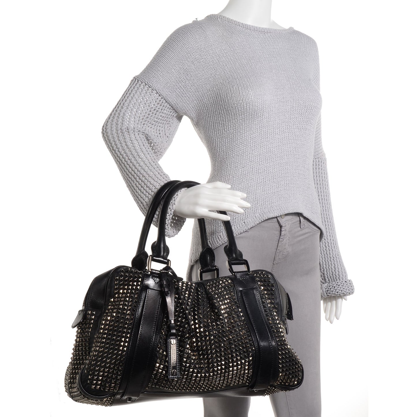 Prorsum Calfskin Studded Knight Satchel Black