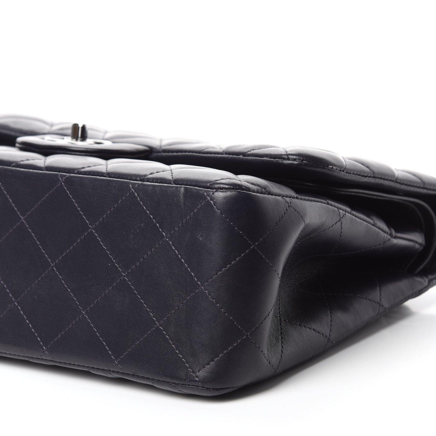 Lambskin Quilted Jumbo Double Flap Navy