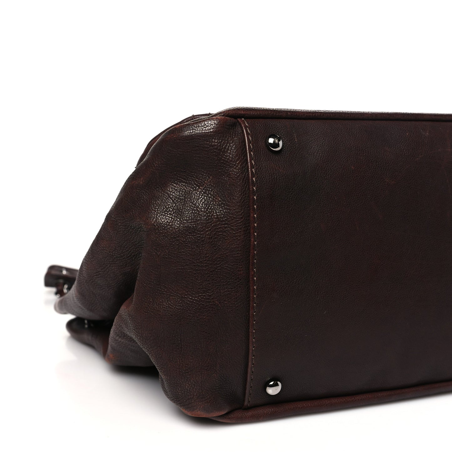 Calfskin Diamond Stitch Accordion Flap Brown