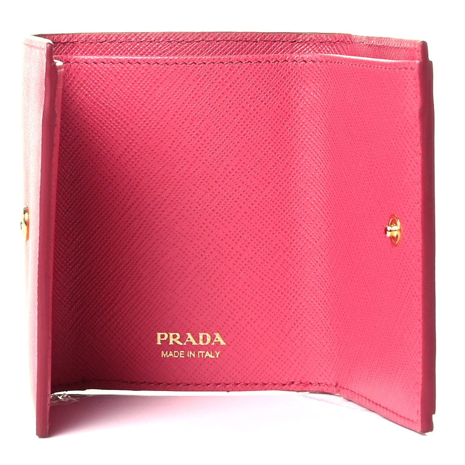 Prada Saffiano Metal Small Tri-Fold Wallet Peonia 10 of 15