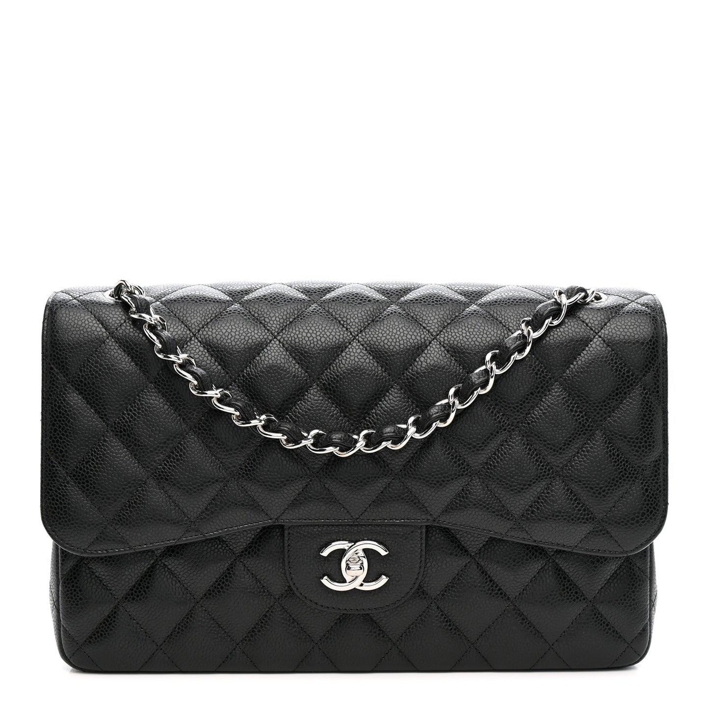 Caviar Quilted Jumbo Double Flap Black