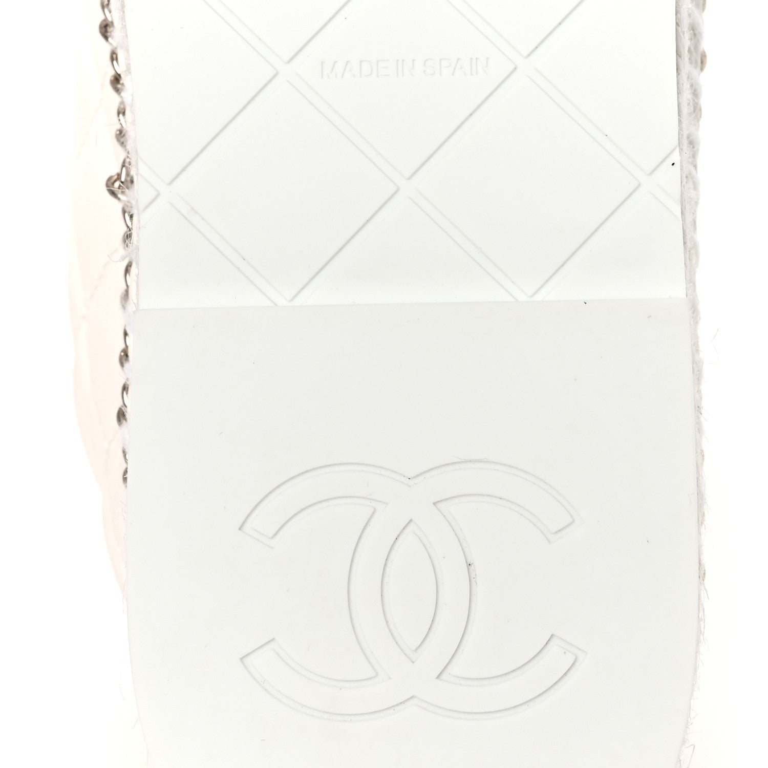 Chanel Shiny Lambskin Quilted Grosgrain Cap Toe CC Chain Espadrilles 39 White Black 8 of 11