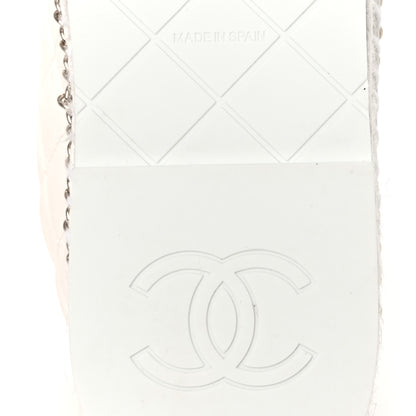 Chanel Shiny Lambskin Quilted Grosgrain Cap Toe CC Chain Espadrilles 39 White Black 8 of 11