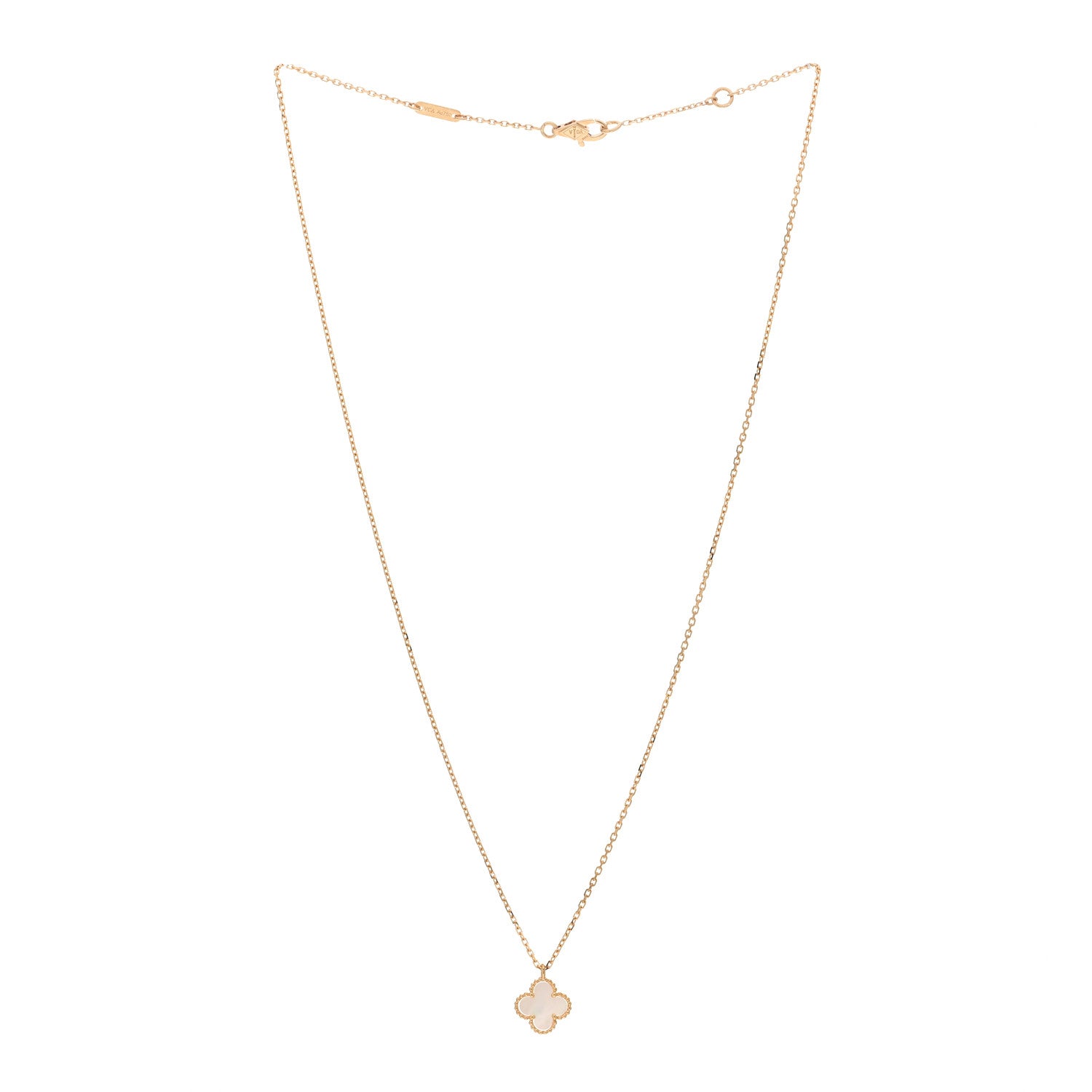Van Cleef & Arpels 18K Yellow Gold Mother of Pearl Sweet Alhambra Pendant Necklace 3 of 6