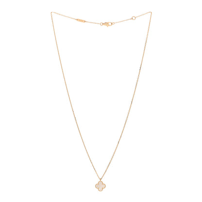 Van Cleef & Arpels 18K Yellow Gold Mother of Pearl Sweet Alhambra Pendant Necklace 3 of 6