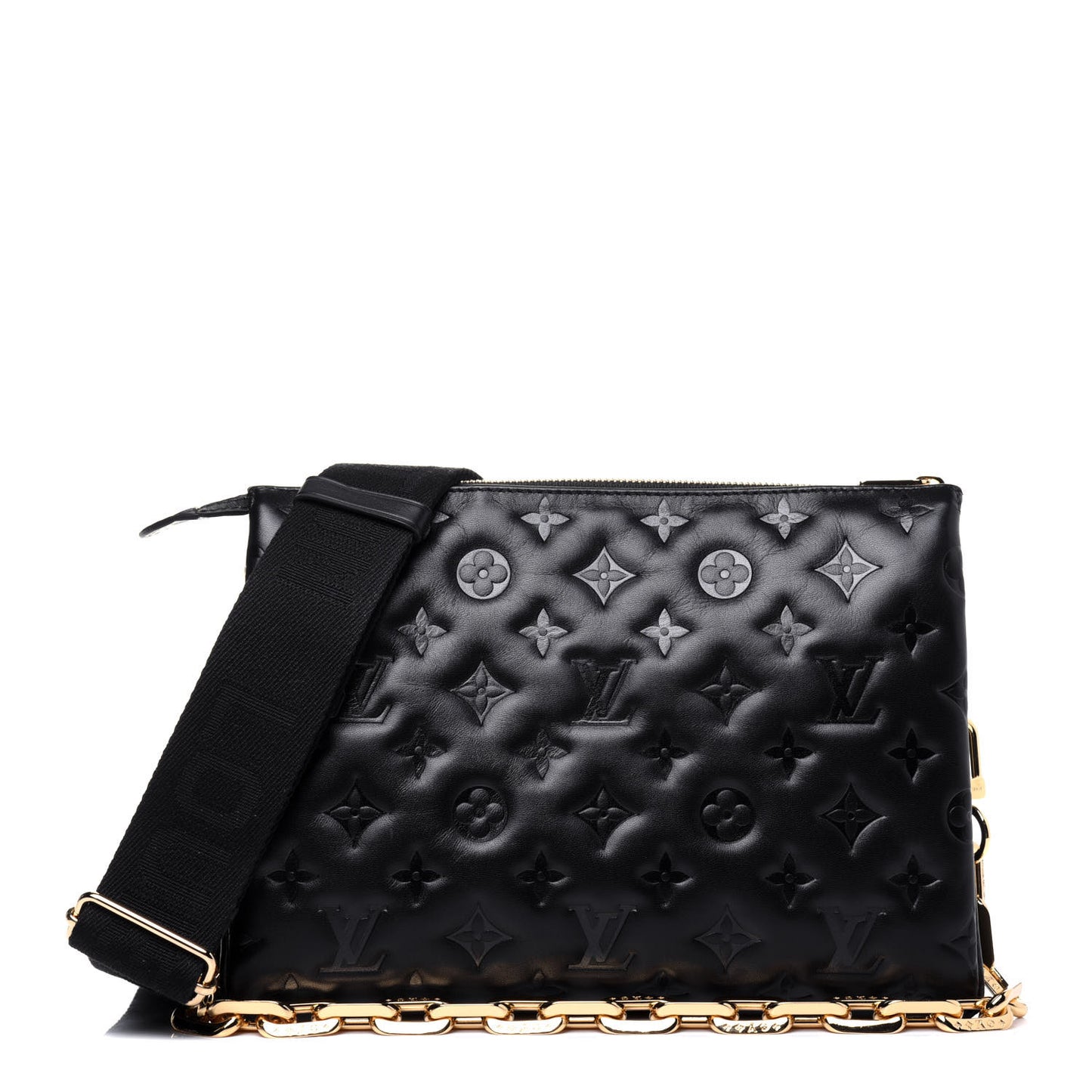 Lambskin Embossed Monogram Coussin PM Black