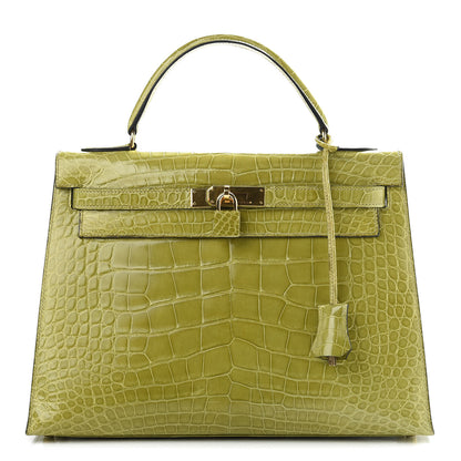 Hermes Shiny Alligator Kelly Sellier 32 Vert Chartreuse 1 of 40