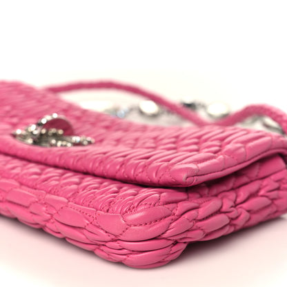 Miu Miu Nappa Matelasse Crystal Flap Clutch Fuxia 8 of 9