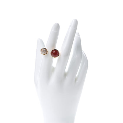 Van Cleef & Arpels 18K Yellow Gold Diamond Carnelian Perlée Couleurs Between The Finger Ring 52 6 2 of 5