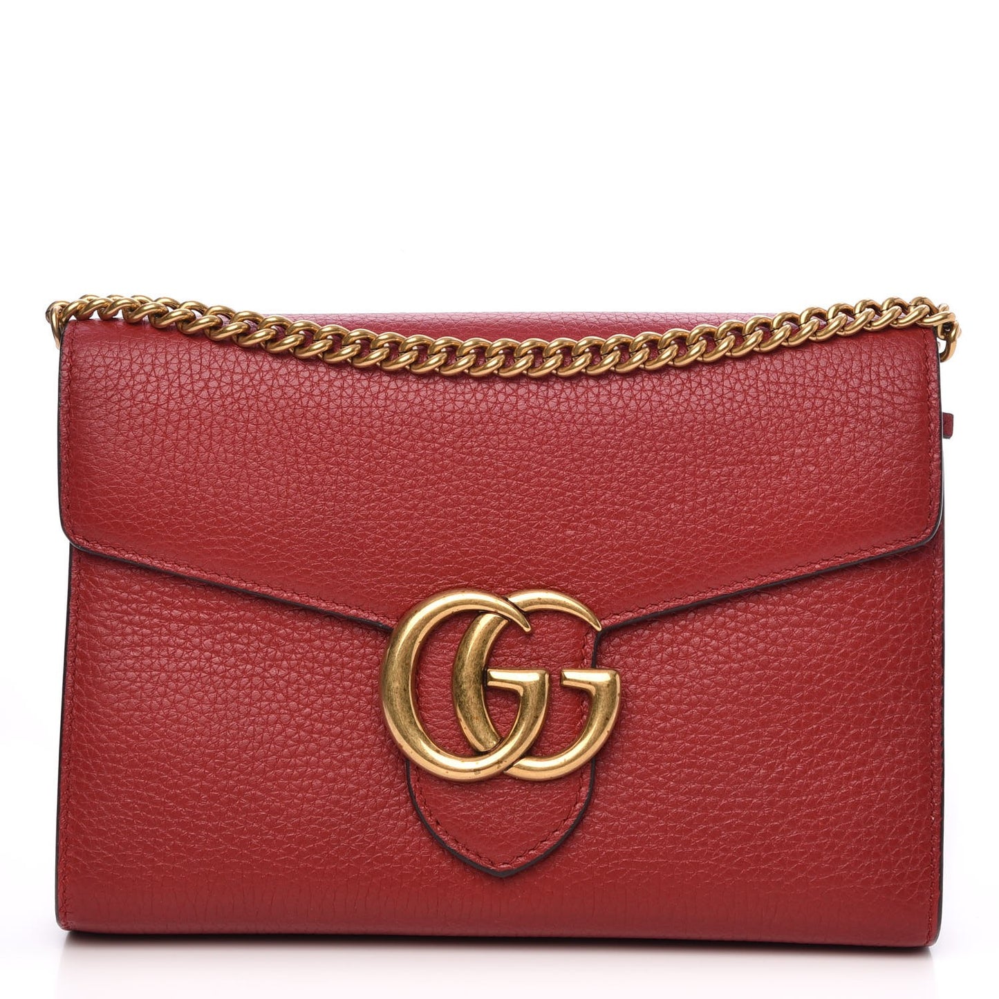 Calfskin GG Marmont Chain Wallet Vulcanic Red